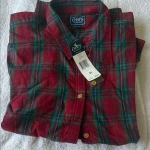 Chaps Classic Red and Green Plaid Button Down Shirt